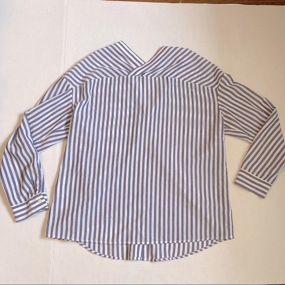 8Seconds - blue & white striped button down shirt - S - Picture 6 of 9